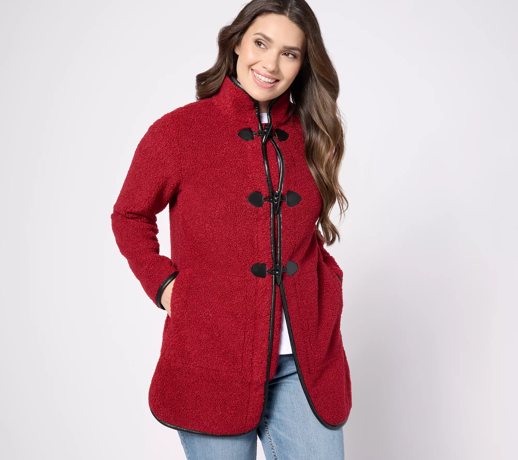 "As Is" Susan Graver Weekend Regular Knit Boucle Toggle Closure Jacket