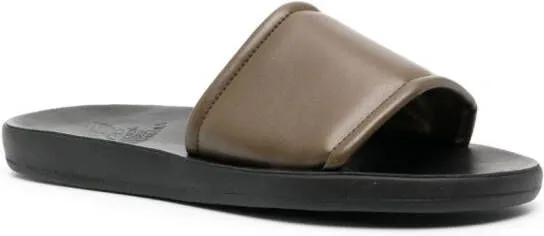 Ancient Greek Sandals Ageos leather slides Green
