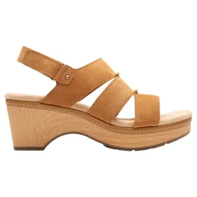      As Is Clarks Collection Seannah Glow Suede Wedge Sandal     
