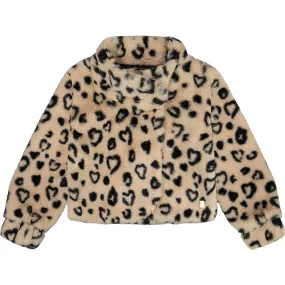 Deux par Deux Print Faux Fur High Neck Jacket, Leopard