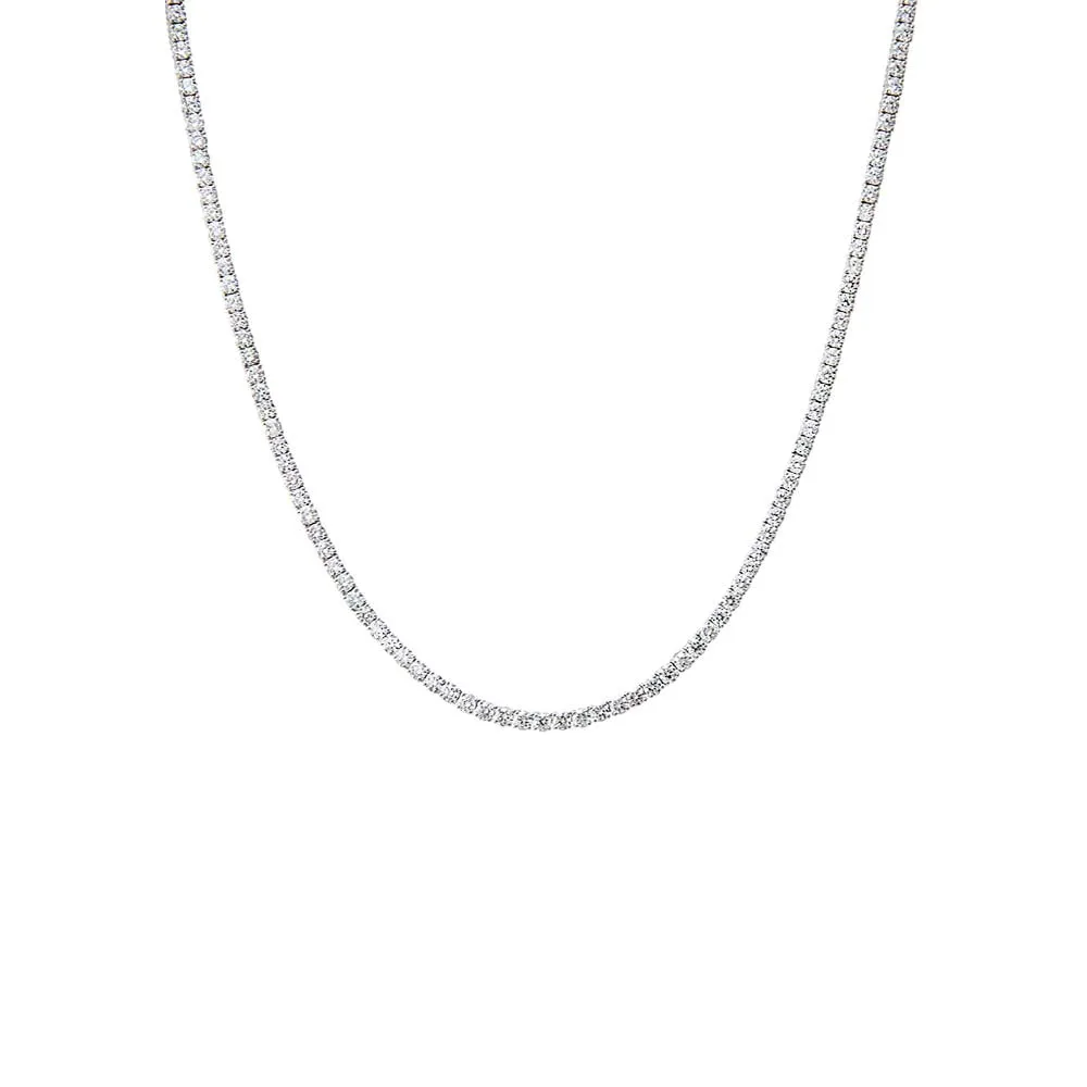 Four Prong Tennis Necklace | 5 Carat Diamonds | 14K White Gold