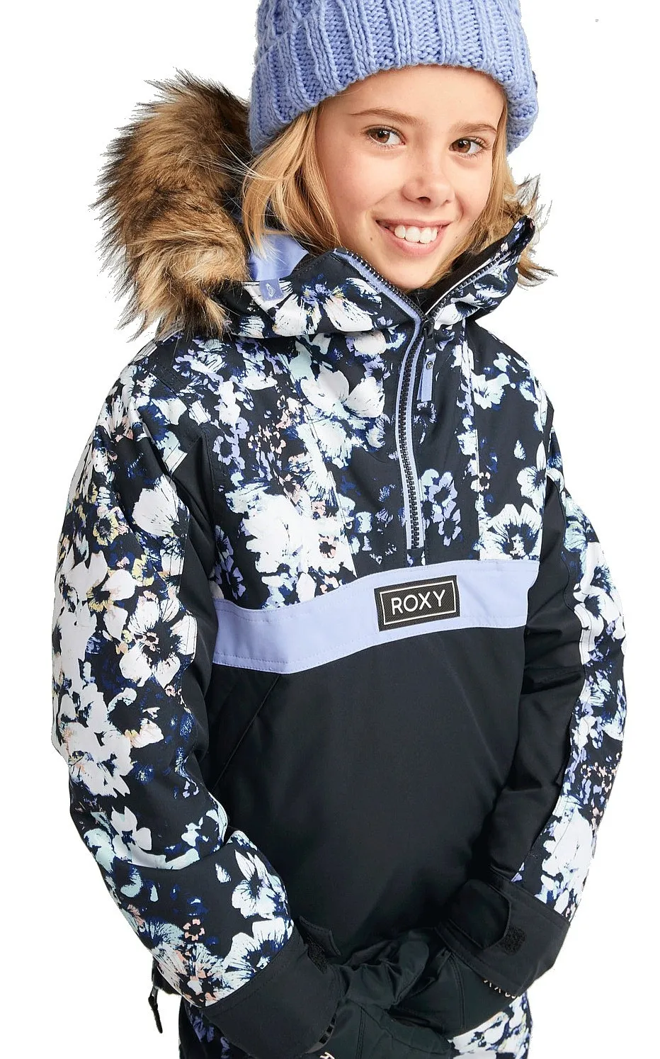 jacket Roxy Shelter - KVJ1/True Black Black Flowers - girl´s