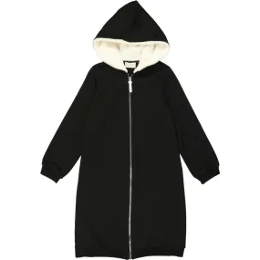 Maniere Zip Faux Fur Hoodie Dress, Black