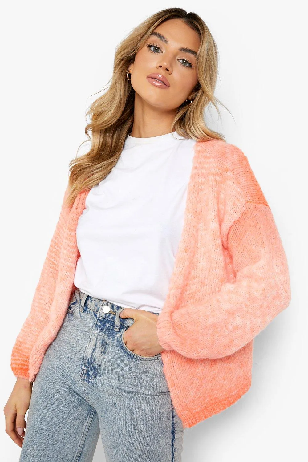 Ombre Soft Knit Cropped Cardigan