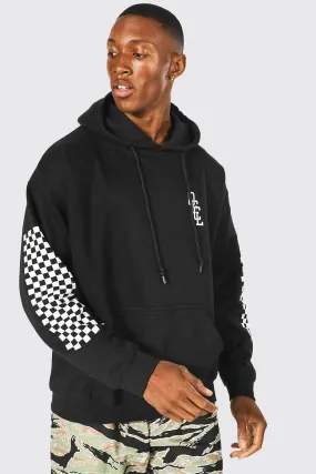 Oversized Offcl Checkerboard Sleeve Hoodie
