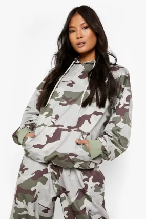 Petite Camo Print Hoodie
