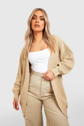 Plus Knitted Edge To Edge Cardigan