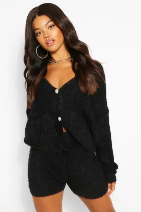 Premium Fluffy Knit Cardigan Two-Piece