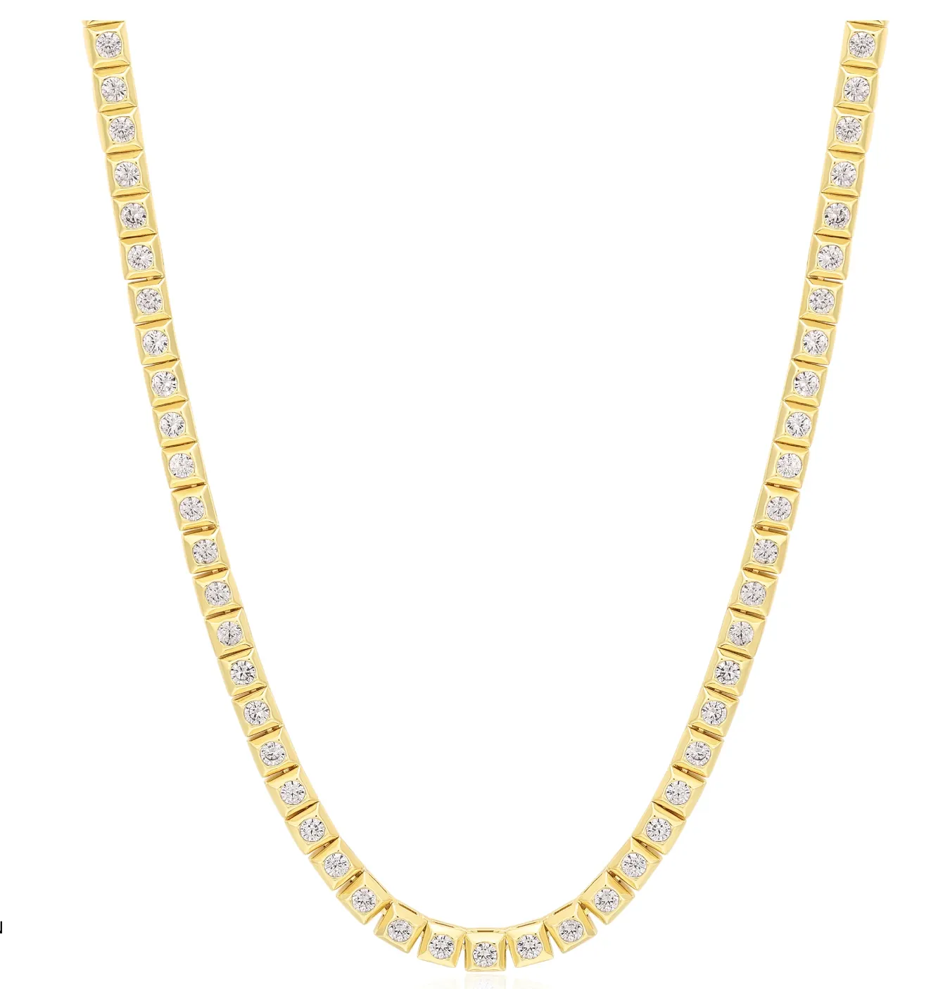PYRAMID STUD TENNIS NECKLACE- GOLD