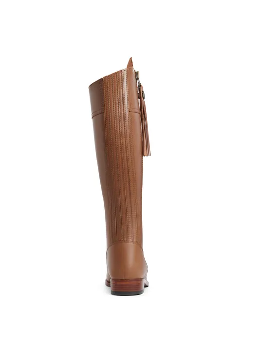 Regina tan leather Flat Knee-high Boots        - Narrow Fit