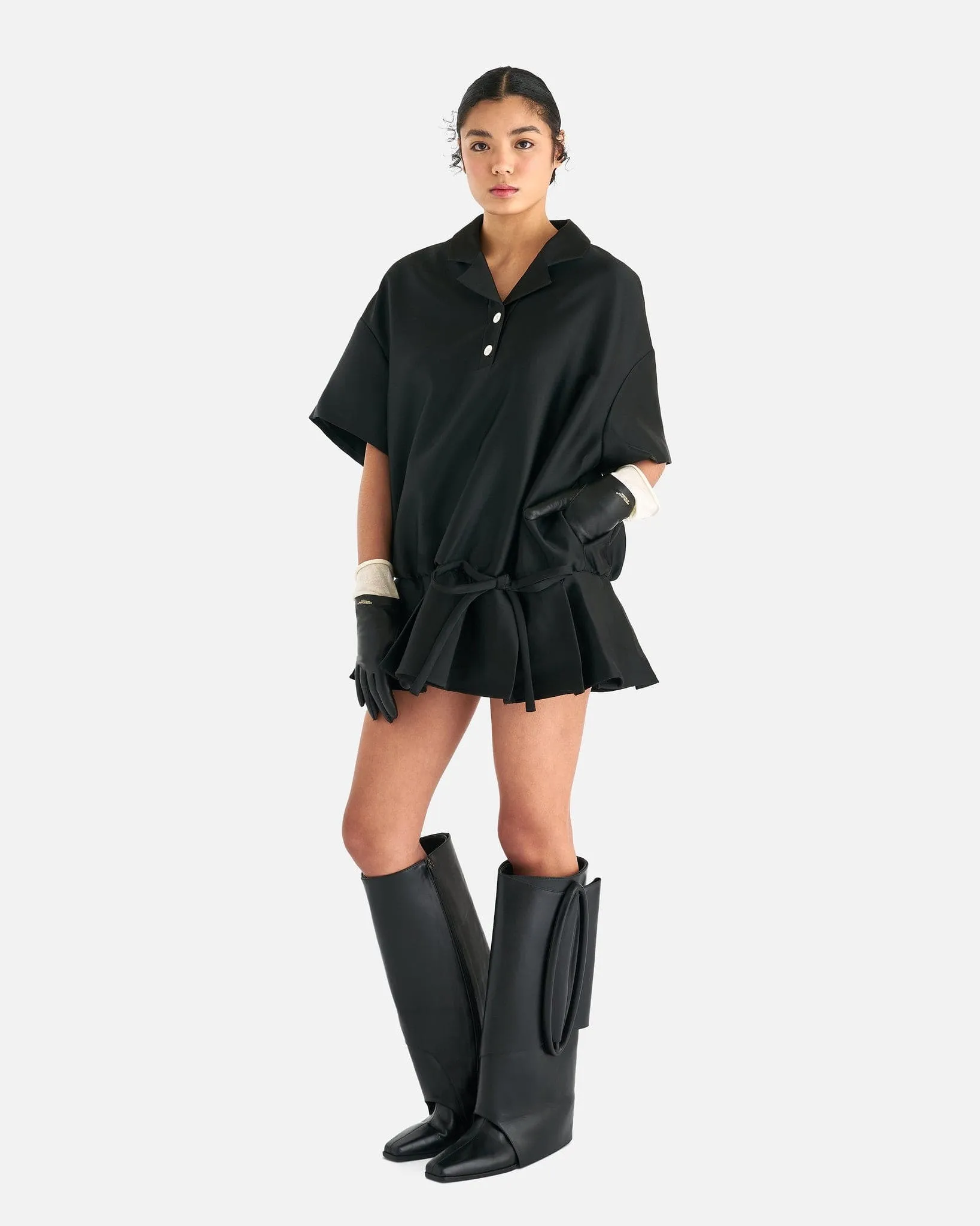 ShuShu/Tong Short Sleeved Hoodie Dress in Black