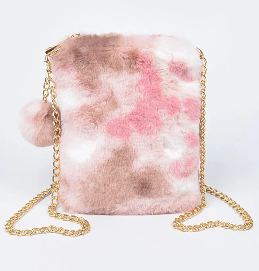 Small Fuzzy Crossbody Bag, Cellphone Purse. Silky Faux Fur Bag, Lots of colors!