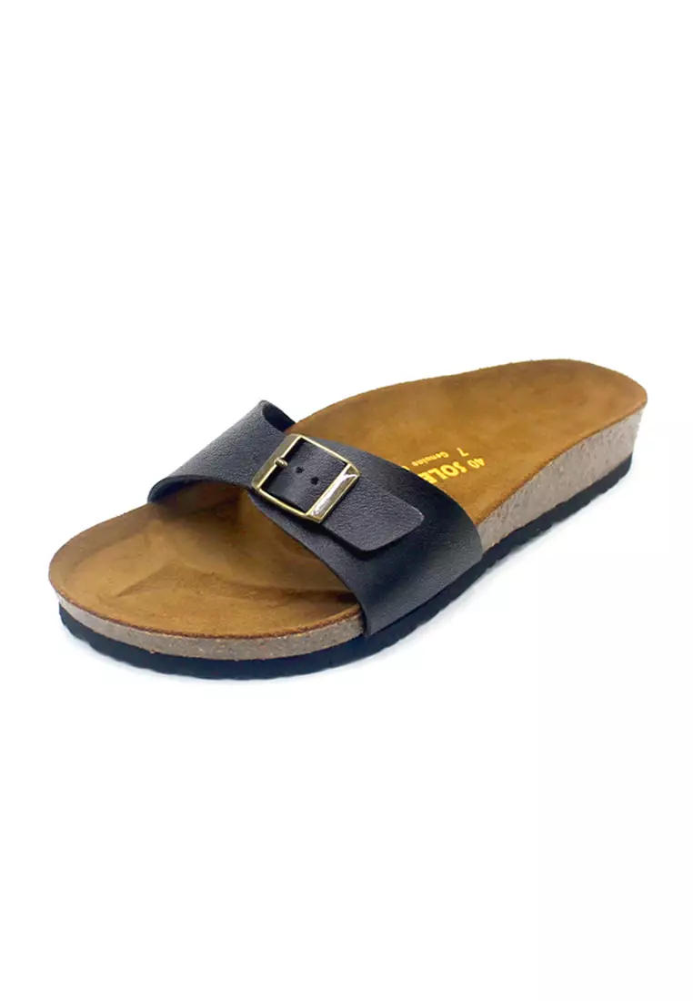SoleSimple Lyon - Black Leather Sandals & Flip Flops