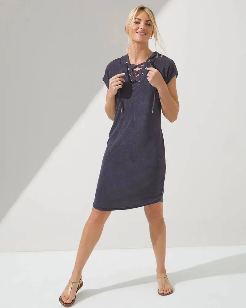 Soma Terry Soft Hoodie Dress, Gray Ink, Size XXL