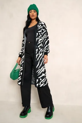 Tall Zebra Print Longline Cardigan
